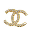 Chanel Gold Plated CC Rhinestone Brooch Secondhand