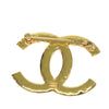 Chanel Gold Plated CC Rhinestone Brooch Secondhand