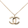 Chanel Gold Plated CC Crystal Pendant Necklace Secondhand