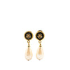 Chanel Gold Plated Clover Faux Pearl Drop Earrings Secondhand