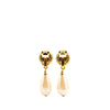 Chanel Gold Plated Clover Faux Pearl Drop Earrings Secondhand