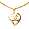 Chanel Gold Plated CC Heart Pendant Necklace Secondhand