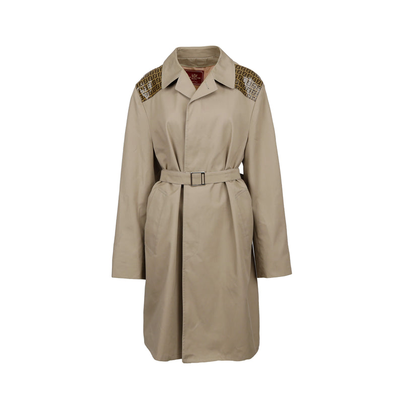 Secondhand Kamad Paris Upcycled Trench Coat with Fendi Patch