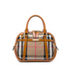 Burberry Small Leather Trimmed House Check Canvas Bridle Orchard Satchel Secondhand