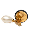 Chanel CC Gold Plated Resin and Faux Pearl Drop Clip On Earrings Secondhand