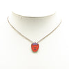 Chanel Silver Plated Enamel CC Strawberry Charm Pendant Necklace Secondhand