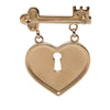 Chanel CC Gold Plated Heart Lock and Key Brooch Pin Secondhand