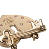 Chanel CC Gold Plated Heart Lock and Key Brooch Pin Secondhand