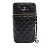Chanel CC Quilted Caviar Phone Holder With Chain Secondhand