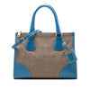 Prada Saffiano Trimmed Canvas Canapa Logo Double Zip Satchel Secondhand