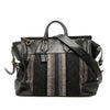 Burberry Leather Trimmed Tweed Striped Weekender Secondhand