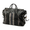 Burberry Leather Trimmed Tweed Striped Weekender Secondhand