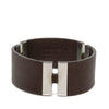 Chanel Debossed Leather and Brass Logo Cuff Bracelet Secondhand