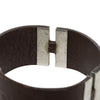 Chanel Debossed Leather and Brass Logo Cuff Bracelet Secondhand