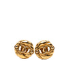 Chanel Gold Plated CC Hollow Round Clip On Earrings Secondhand