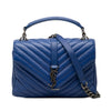 Saint Laurent Medium Quilted Chevron Sheepskin College Satchel Secondhand