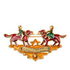 Hermès Gold Plated Enamel Children And Dogs Brooch Secondhand