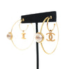 Chanel CC Gold Plated Pearl Double Hoop Earrings Secondhand