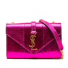 Saint Laurent Small Metallic Python Embossed Leather Monogram Envelope Bag Secondhand