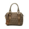 Fendi Mini Zucchino Canvas Forever Studded Bauletto Boston Bag Secondhand