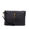 Saint Laurent Chevron Leather Monogram Zip A5 Wristlet Pouch Secondhand
