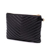 Saint Laurent Chevron Leather Monogram Zip A5 Wristlet Pouch Secondhand