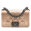 Chanel Small Quilted Perforated Metallic Lambskin Boy Flap Secondhand
