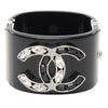 Chanel Stainless Steel and Resin Rhinestone CC Hinged Cuff Bracelet Secondhand