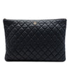 Chanel Large Quilted Stitched Calfskin Zip Pouch Secondhand