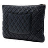 Chanel Large Quilted Stitched Calfskin Zip Pouch Secondhand