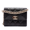 Chanel Quilted Caviar Boy Card Holder with Chain Secondhand