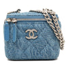 Chanel Mini Quilted Denim Camellia Sweetheart Vanity Case With Chain Secondhand