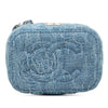 Chanel Mini Quilted Denim Camellia Sweetheart Vanity Case With Chain Secondhand