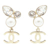Chanel CC Gold Plated Faux Pearl and Rhinestone Drop Earrings Secondhand