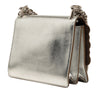 Fendi Mini Scalloped Metallic Leather and Pearls Kan I Crossbody Secondhand