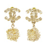 Chanel CC Gold Plated Rhinestone Embellished Drop Bullet Back Earrings Secondhand