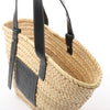 LOEWE Basket Medium Raffia x Leather Shoulder Bag in Beige x Black Secondhand
