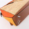 LOEWE Puzzle Medium Raffa x Leather 2Way Handbag in Orange x Brown x Beige Secondhand