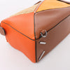 LOEWE Puzzle Medium Raffa x Leather 2Way Handbag in Orange x Brown x Beige Secondhand