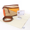 LOEWE Puzzle Medium Raffa x Leather 2Way Handbag in Orange x Brown x Beige Secondhand