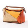 LOEWE Puzzle Medium Raffa x Leather 2Way Handbag in Orange x Brown x Beige Secondhand