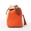 LOEWE Puzzle Medium Raffa x Leather 2Way Handbag in Orange x Brown x Beige Secondhand