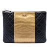 Chanel Quilted Lambskin and Crocodile Embossed Metallic Calfskin Reissue 2.55 Clutch Secondhand