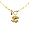Chanel Gold Plated CC Quilted Pendant Necklace Secondhand