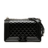 Chanel Old Medium Quilted Patent Acrylic Boy Flap Secondhand