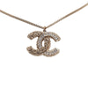 Chanel Gold Plated CC Rhinestone Pendant Necklace Secondhand
