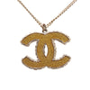 Chanel Gold Plated CC Rhinestone Pendant Necklace Secondhand