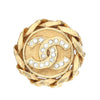 Chanel CC Gold Plated Rhinestone Round Clip On Earrings Secondhand