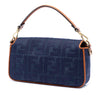 Fendi Zucca Embroidered Denim Baguette Satchel Secondhand