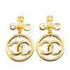 Chanel Gold Plated CC Drop Clip-On Earrings Secondhand
